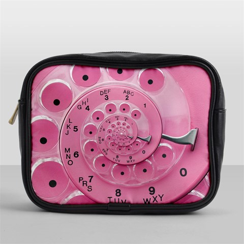 Retro Vintage Pink Rotary Dial Spiral Droste Mini Toiletries Bag (One Side) from ArtsNow.com Front