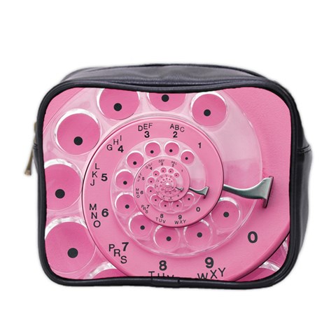 Retro Vintage Pink Rotary Dial Spiral Droste Mini Toiletries Bag (Two Sides) from ArtsNow.com Front