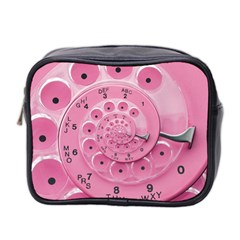 Retro Vintage Pink Rotary Dial Spiral Droste Mini Toiletries Bag (Two Sides) from ArtsNow.com Front