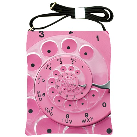 Retro Vintage Pink Rotary Dial Spiral Droste Shoulder Sling Bag from ArtsNow.com Front