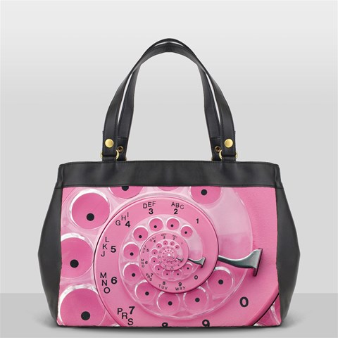 Retro Vintage Pink Rotary Dial Spiral Droste Oversize Office Handbag from ArtsNow.com Front