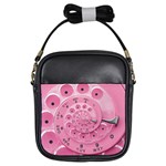 Retro Vintage Pink Rotary Dial Spiral Droste Girls Sling Bag