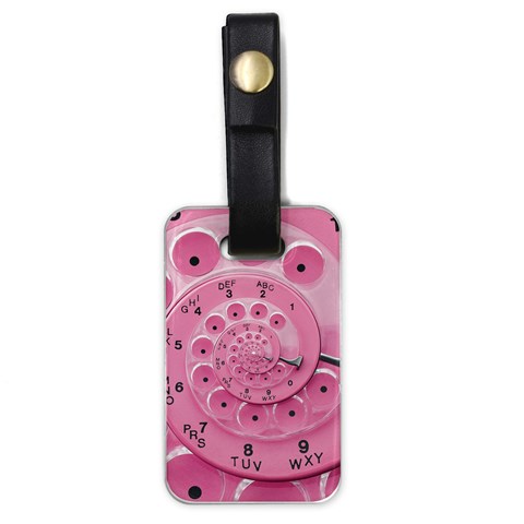 Retro Vintage Pink Rotary Dial Spiral Droste Luggage Tag (one side) from ArtsNow.com Front