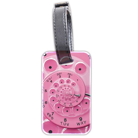 Retro Vintage Pink Rotary Dial Spiral Droste Luggage Tag (two sides) from ArtsNow.com Front