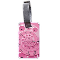 Retro Vintage Pink Rotary Dial Spiral Droste Luggage Tag (two sides) from ArtsNow.com Front