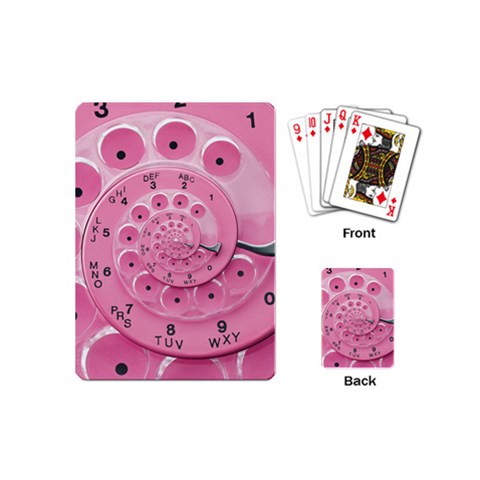 Retro Vintage Pink Rotary Dial Spiral Droste Playing Cards (Mini) from ArtsNow.com Back