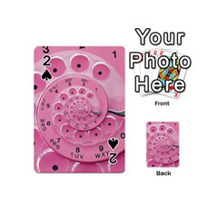 Retro Vintage Pink Rotary Dial Spiral Droste Playing Cards 54 (Mini) from ArtsNow.com Front - Spade2