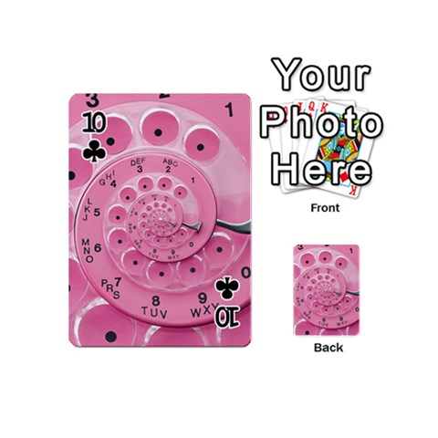 Retro Vintage Pink Rotary Dial Spiral Droste Playing Cards 54 (Mini) from ArtsNow.com Front - Club10