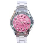 Retro Vintage Pink Rotary Dial Spiral Droste Stainless Steel Analogue Watch