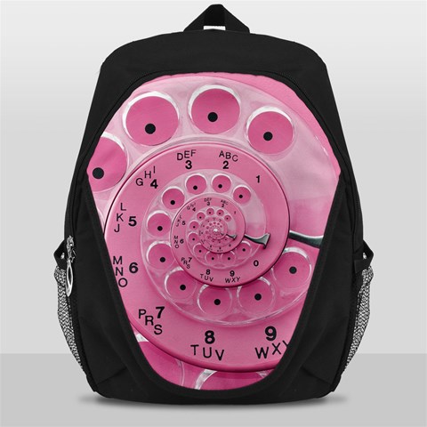 Retro Vintage Pink Rotary Dial Spiral Droste Backpack Bag from ArtsNow.com Front