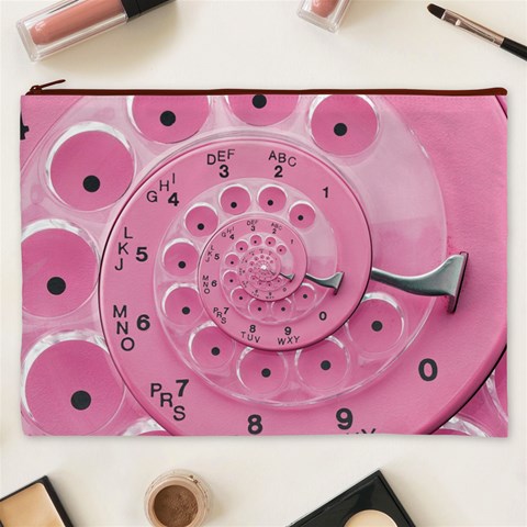 Retro Vintage Pink Rotary Dial Spiral Droste Cosmetic Bag (XXXL) from ArtsNow.com Front