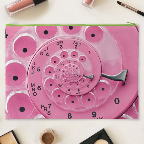 Retro Vintage Pink Rotary Dial Spiral Droste Cosmetic Bag (XXXL) from ArtsNow.com Back