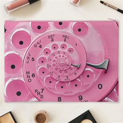 Retro Vintage Pink Rotary Dial Spiral Droste Cosmetic Bag (XXXL) from ArtsNow.com Back