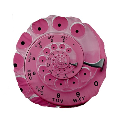 Retro Vintage Pink Rotary Dial Spiral Droste Standard 15  Premium Round Cushion  from ArtsNow.com Front