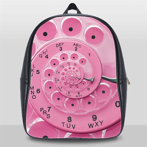 Retro Vintage Pink Rotary Dial Spiral Droste School Bag (XL) from ArtsNow.com Front