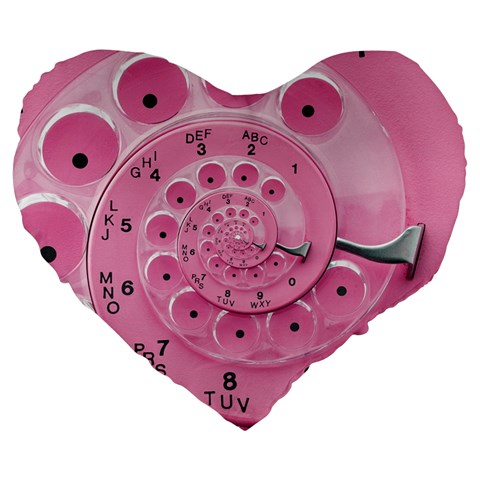 Retro Vintage Pink Rotary Dial Spiral Droste Large 19  Premium Heart Shape Cushion from ArtsNow.com Front