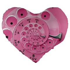 Retro Vintage Pink Rotary Dial Spiral Droste Large 19  Premium Heart Shape Cushion from ArtsNow.com Front