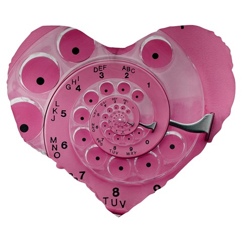 Retro Vintage Pink Rotary Dial Spiral Droste Large 19  Premium Heart Shape Cushion from ArtsNow.com Back