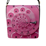 Retro Vintage Pink Rotary Dial Spiral Droste Flap Closure Messenger Bag (L)