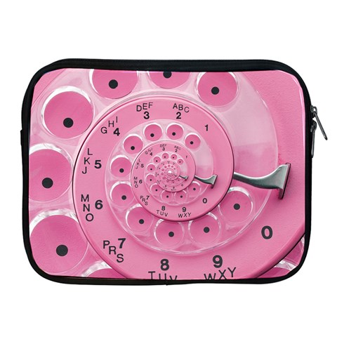 Retro Vintage Pink Rotary Dial Spiral Droste Apple iPad 2/3/4 Zipper Case from ArtsNow.com Front