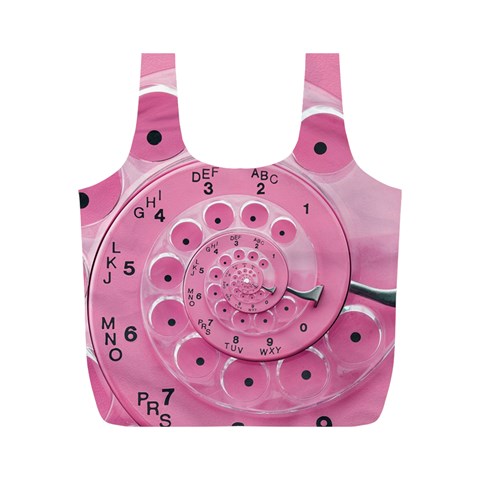 Retro Vintage Pink Rotary Dial Spiral Droste Full Print Recycle Bag (M) from ArtsNow.com Front