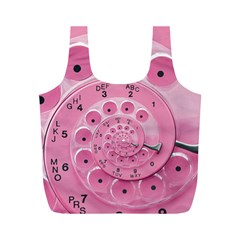 Retro Vintage Pink Rotary Dial Spiral Droste Full Print Recycle Bag (M) from ArtsNow.com Front