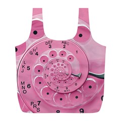 Retro Vintage Pink Rotary Dial Spiral Droste Full Print Recycle Bag (L) from ArtsNow.com Front