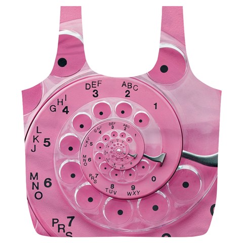 Retro Vintage Pink Rotary Dial Spiral Droste Full Print Recycle Bag (XL) from ArtsNow.com Front