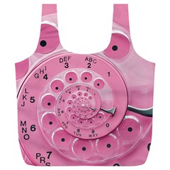 Retro Vintage Pink Rotary Dial Spiral Droste Full Print Recycle Bag (XL) from ArtsNow.com Back