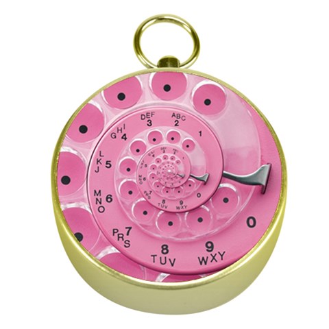 Retro Vintage Pink Rotary Dial Spiral Droste Gold Compass from ArtsNow.com Front