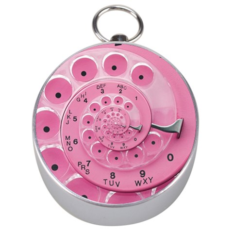 Retro Vintage Pink Rotary Dial Spiral Droste Silver Compass from ArtsNow.com Front