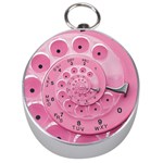 Retro Vintage Pink Rotary Dial Spiral Droste Silver Compass