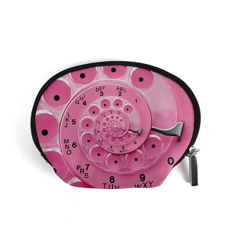 Retro Vintage Pink Rotary Dial Spiral Droste Accessory Pouch (Small) from ArtsNow.com Front