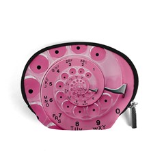 Retro Vintage Pink Rotary Dial Spiral Droste Accessory Pouch (Small) from ArtsNow.com Front