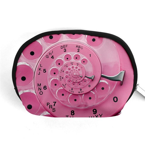 Retro Vintage Pink Rotary Dial Spiral Droste Accessory Pouch (Medium) from ArtsNow.com Front