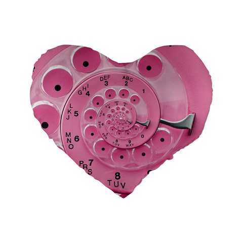 Retro Vintage Pink Rotary Dial Spiral Droste Standard 16  Premium Flano Heart Shape Cushion  from ArtsNow.com Front