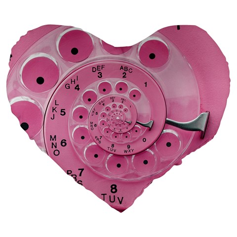 Retro Vintage Pink Rotary Dial Spiral Droste Large 19  Premium Flano Heart Shape Cushion from ArtsNow.com Front