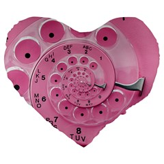 Retro Vintage Pink Rotary Dial Spiral Droste Large 19  Premium Flano Heart Shape Cushion from ArtsNow.com Front