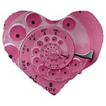 Retro Vintage Pink Rotary Dial Spiral Droste Large 19  Premium Flano Heart Shape Cushion