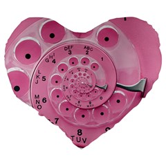 Retro Vintage Pink Rotary Dial Spiral Droste Large 19  Premium Flano Heart Shape Cushion from ArtsNow.com Back