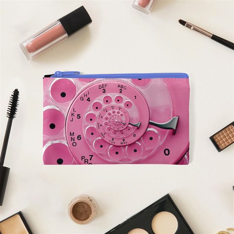 Retro Vintage Pink Rotary Dial Spiral Droste Cosmetic Bag (XS) from ArtsNow.com Front