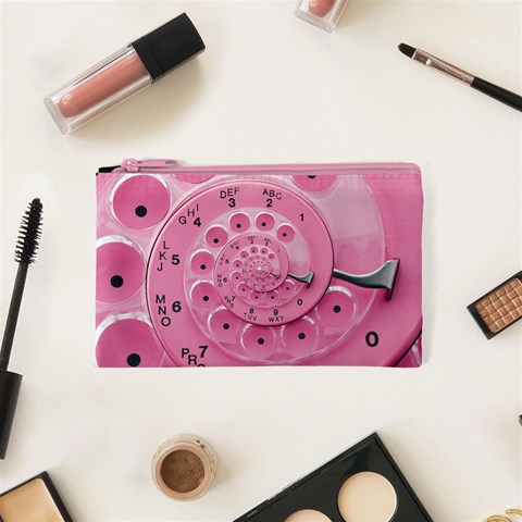 Retro Vintage Pink Rotary Dial Spiral Droste Cosmetic Bag (XS) from ArtsNow.com Front