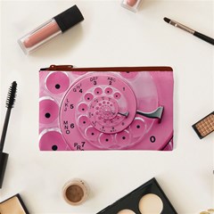 Retro Vintage Pink Rotary Dial Spiral Droste Cosmetic Bag (XS) from ArtsNow.com Front