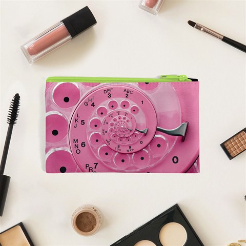 Retro Vintage Pink Rotary Dial Spiral Droste Cosmetic Bag (XS) from ArtsNow.com Back