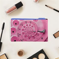 Retro Vintage Pink Rotary Dial Spiral Droste Cosmetic Bag (XS) from ArtsNow.com Back