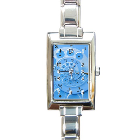 Retro Vintage Blue Rotary Dial Spiral Droste Rectangle Italian Charm Watch from ArtsNow.com Front