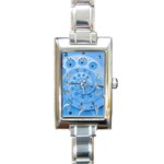 Retro Vintage Blue Rotary Dial Spiral Droste Rectangle Italian Charm Watch