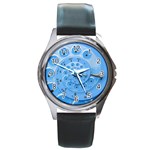 Retro Vintage Blue Rotary Dial Spiral Droste Round Metal Watch