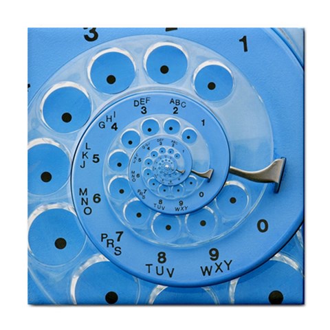 Retro Vintage Blue Rotary Dial Spiral Droste Tile Coaster from ArtsNow.com Front