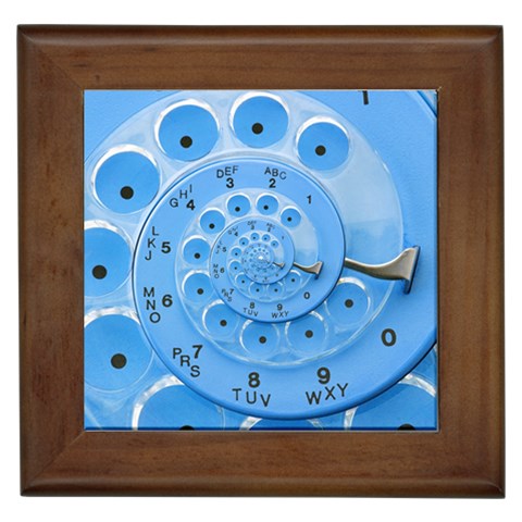 Retro Vintage Blue Rotary Dial Spiral Droste Framed Tile from ArtsNow.com Front